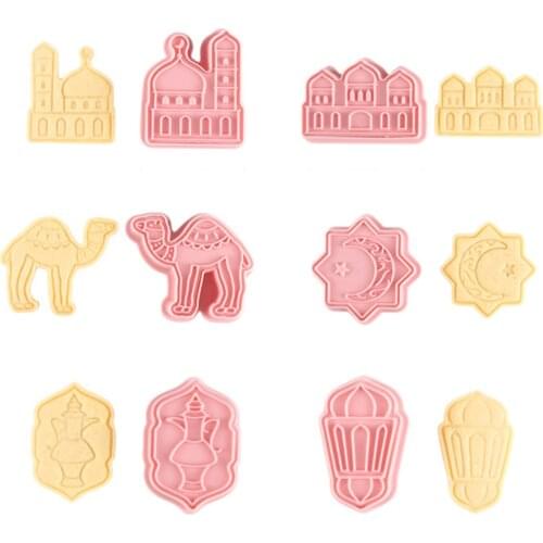 Eid Mubarak Cookie Cutter Silicone Biscuit Mold DIY Fondant Cake Baking Tools 6Pcs/Set Biscuit Molds for Party Decor For kitchen