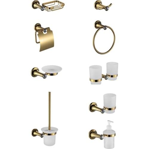 Crystal Gold Bathroom Accessories Set Luxurious Paper Holder Robe Hook Towel Ring Rack Bar Shelf Soap dish Shelves Dispenser