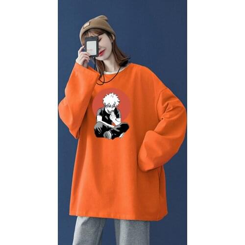 Kawaii Thinking Boy Katsuki Bakugou My Hero Academia Anime Harajuku T-shirt Casual Cotton Men Women Autumn Long Sleeve T Shirt