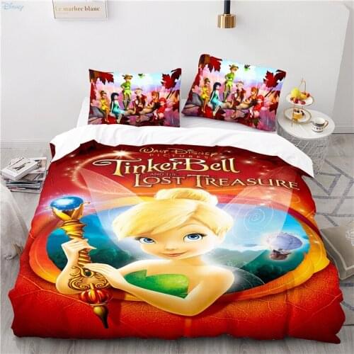 Disney Tinker Bell Cartoon Bedding Set Printed 3d Duvet Cover Set with Pillowcase Europe/Australia/USA Twin Full Queen King Size