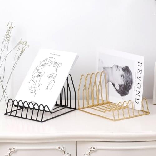 Creative and simple wrought iron desktop storage rack, bookshelf file magazine storage box, office shelf decoration