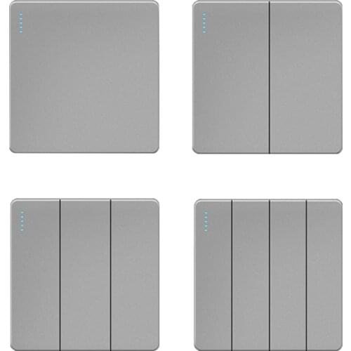 86 Type Wall Light Switch, 1 2 3 4 Gang 1 2 3Way 16A 250V Matte Gray Large Panel Buttons Recessed Wall Rocker Switch
