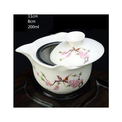 New Gaiwan tea set Bone China Tea cup Dehua Tureen tea porcelain teacup tea set for High-quality Travel kettle with filiter