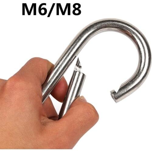 New M6 M8 Stainless Steel Carabiner Spring Link Hook Carabiner Multitool Mountaineering Buckle Lock Camping Hook Rope SOS