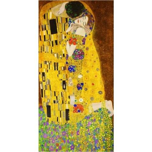 New Famous Art Gustav Klimt Kisses Classical Oil Painting Art Poster Prints Murals on Canvas Home Picture Nordic Decoration