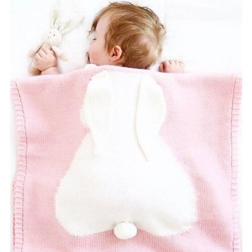 INS Burst Rabbit Ear Blanket Three-Dimensional Rabbit Blanket Childrens Knitted Blanket Beach Mat Baby air-Conditioning quilts