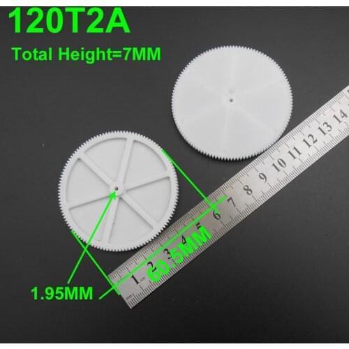 300PCS/LOT 0.5M 120T 2A Plastic Spur Gear 0.5 Modulus T=120 Aperture: 2mm 1.95MM Tight Fitting 120 Teeth 7mmX60.5mm Gears *FD869