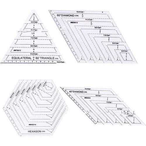 Transparent Quilting Sewing Patchwork Craft Scale Ruler Hexagon Diamond Ruler DIY Handmade Tailor Home Sewing Tools