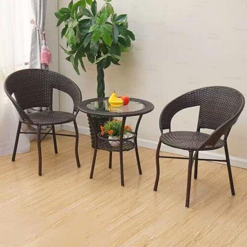 Rattan Outdoor Leisure Table and Chair Furniture Courtyard Combination Coffee Balcony Small Rattan Chair Dining Chair