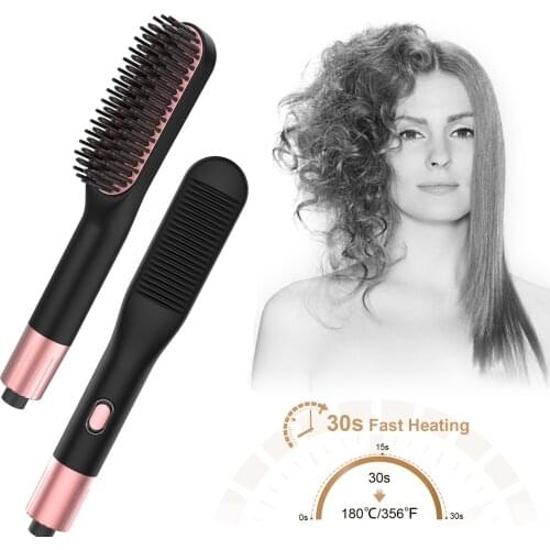 Hair Straightener Brush Beard Straightening Comb Enhanced Negative Ion Hair Straightener Anti-scald Function Straightener Brush