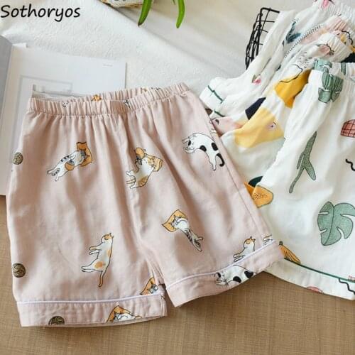 Sleep Bottoms Women Leisure Summer Printed Thin Chic Womens Sweet Kawaii Sleepwear Breathable Pajama Shorts Cotton Comfortable
