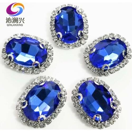 Light blue oval shape top quality sew on Glass Crystal buckle,flatback loose rhinestones,Diy/Clothing/wedding decoration SWTK13