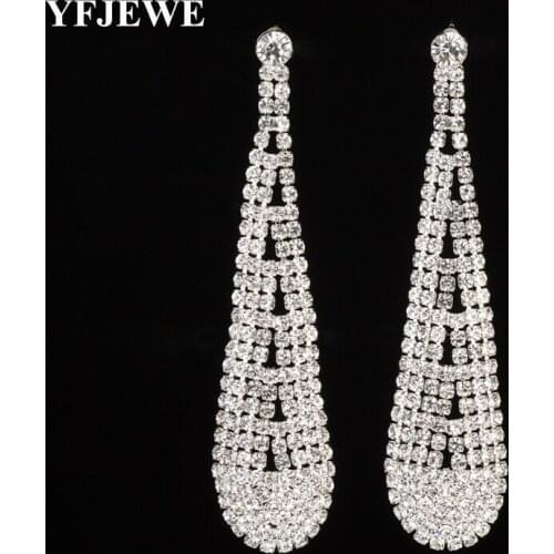 YFJEWE Long Dangle Earrings Jewelry Brand New Crystal Gold and Silver Plated Charm Drop Dangle Earrings for Women New E452