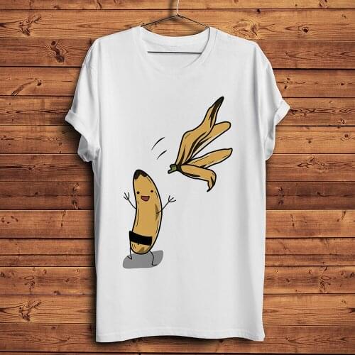 Naked banana funny pop tshirt men summer new white short sleeve casual homme t shirt unisex streetwear hipster tee