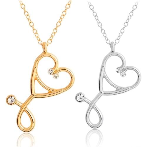 Women Stethoscope Pendant Medicine Nursing Women Gifts Necklace Jewelry Doctor Heart Medical Fashion Accessories Necklace