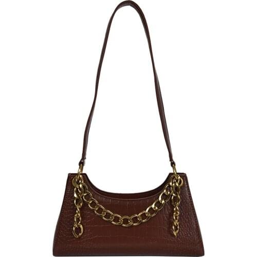 Crocodile Pattern PU Leather Crossbody Bags For Women 2019 Retro Chains Shoulder Messenger Bag Lady PU Leather Handbags