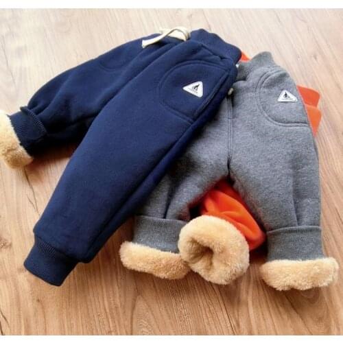 Winter outer wear trousers infant baby girls plus thick velvet warm pants loose Sweatpants boys