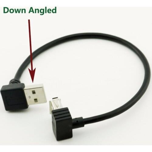 1pcs USB 2.0 Type A Male Plug Down Angle to USB 2.0 Type A Female 90 Degree Angled Data Charge Extension Adapter Cable Cord 25cm