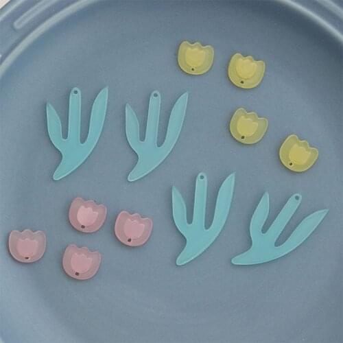 10 PCS Fashion Resin Acrylic Leaf Flowers Charms Pendant Earring Accessories DIY Findings For Jewelry Making