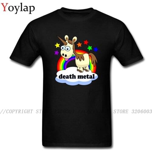2018 Interesting Death Black T-shirts Metal Unicorn Cartoon Print Mans Custom Tshirt Lovely Gift Tops Tees For Party