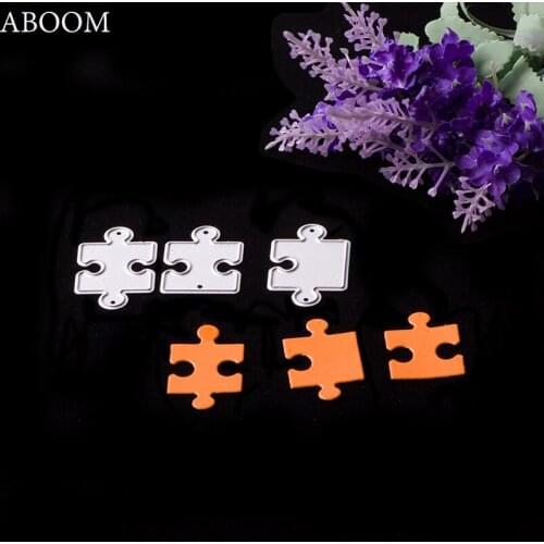 ABOOM New 3PCS Jigsaw Scrapbooking Metal Cutting Dies DIY Album Embossing Folder Stencils Paper Card Die Cut Machine