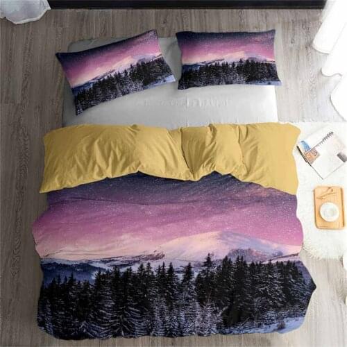 3D Bedding Set Forest snow scenery Print Duvet cover set lifelike bedclothes with pillowcase bed set home Textiles #2-03