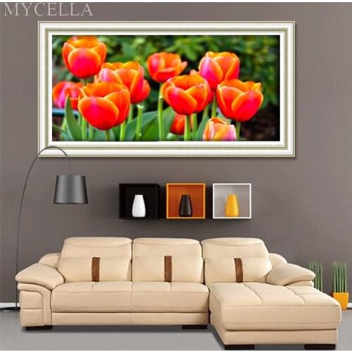 5D Mosaic Flower Picture Diamond Embroidery Tulip and Rose Diy Diamond Painting Cross Stitch Patterns Square Needlework