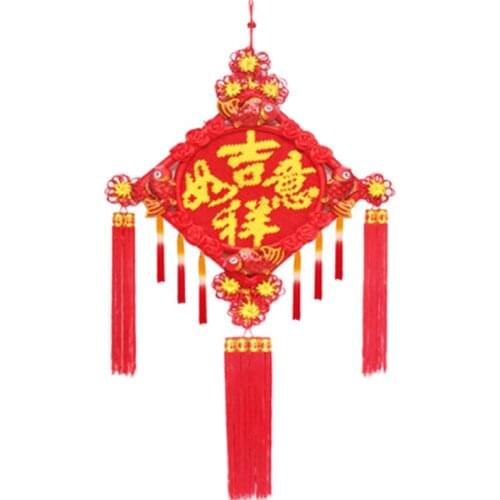 Large Chinese Knot with Tassels Fringe Soft silk thread Handmade Embroidered Fishplate Knot 125 X 60 cm New Year Chinese Gifts