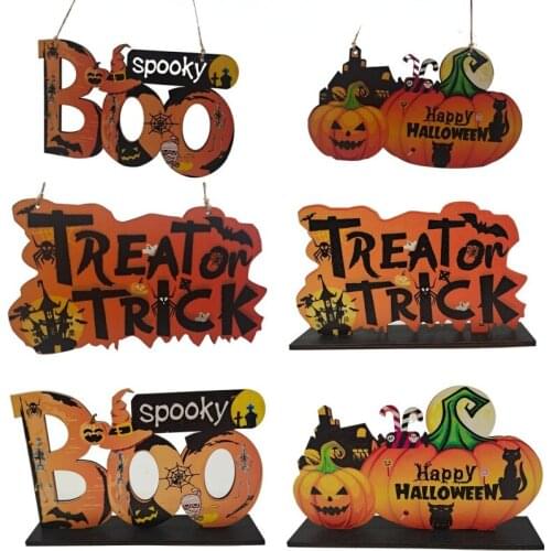 Boo Sign and Wood Pumpkin Thankful and Blessed Sign Harvest Fall Halloween Decoration Hanging Wall Door Decoration