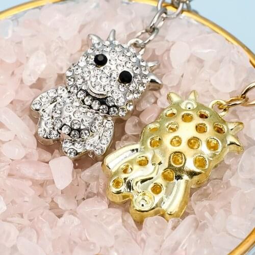 Lovely Gifts Animal Cow Keychain Rhinestone Alloy Hollow Out Cattle Key Chain Ring Pendant Accessories Car Handbag Key Holder