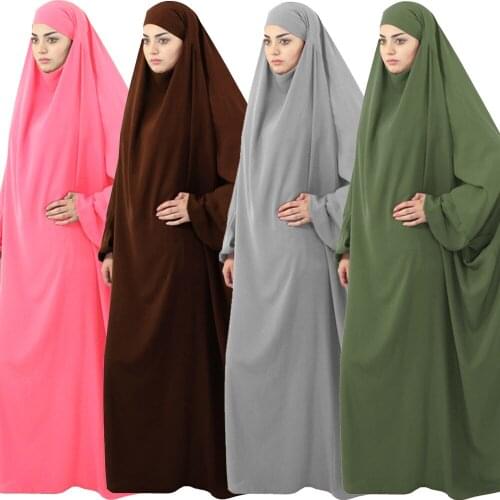 One Piece Prayer Dress Jilbab Muslim Women Abaya Overhead Kaftan Islamic Full Cover Garment Hijab Robe Arab Middle East Ramadan