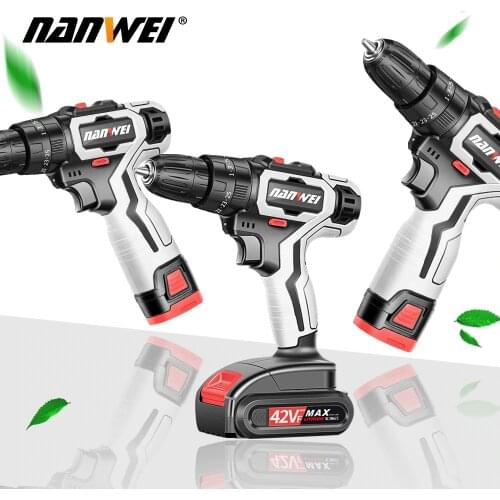 21V Cordless Impact Drill Rechargeable Electric Screwdriver Cordless Drill Mini Power DriverDC Lithium-Ion Battery 2-Speed Tool