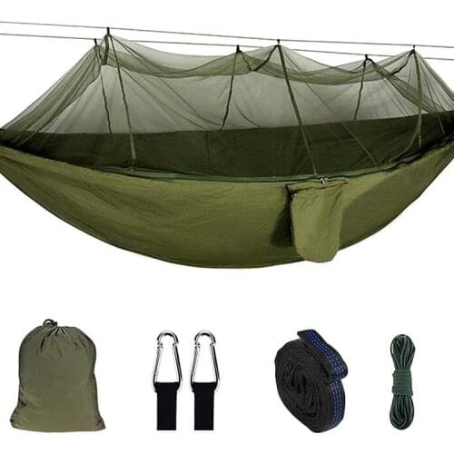 Double Camping Hammock With Tree Straps Portable Lightweight Nylon Parachute Outdoor Hammock With Net
