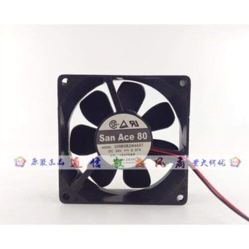 Sanyo Denki 109R0824H437 DC 24V 0.07A 80x80x25mm 2-wire Server Cooling Fan