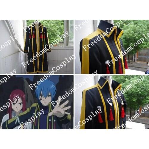 Fairy Tail Jellal Fernandez black coat Cosplay Costume anysize