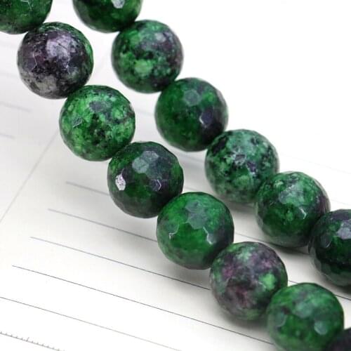 Faceted 14mm zoisite chalcedony round loose beads 15" 2pcs/lot beautiful DIY fit women jewelry making