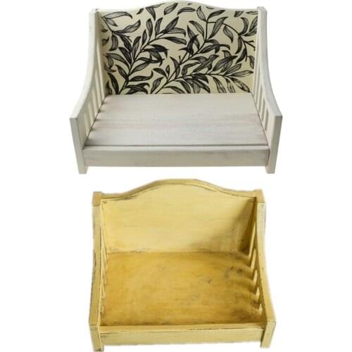 HX5D Newborn Posing Wood Bed Sofa Baby Photo Shooting Props Infant Photograph Photography Crib