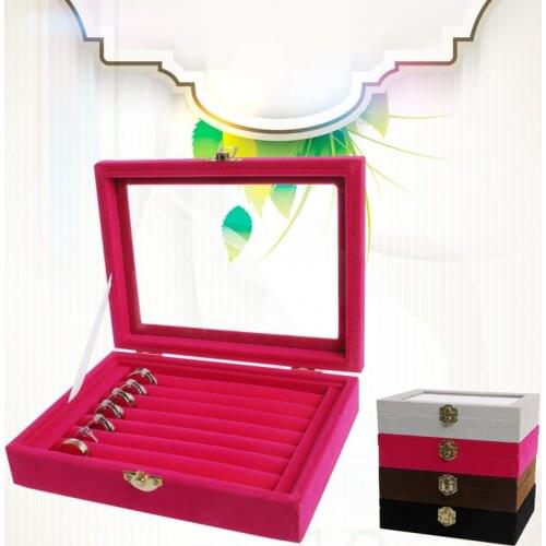 K3ND Velvet Jewelry Organizer Cufflinks Display Holder Earring Ring Box Showcase Tray