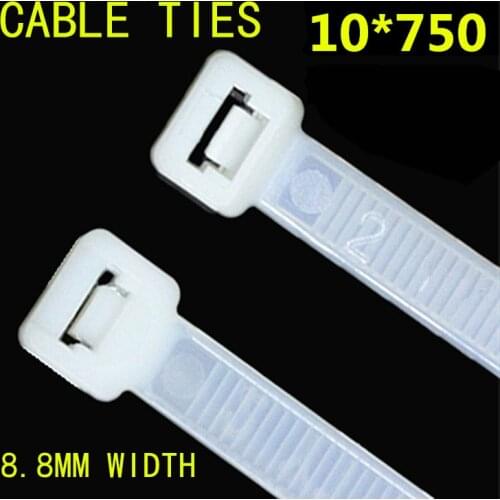 100PCS Plastic Nylon Locked Type 10*750mm Cable Ties Seal Environmental Protection Industrial and Reusable Fastening Cord Straps