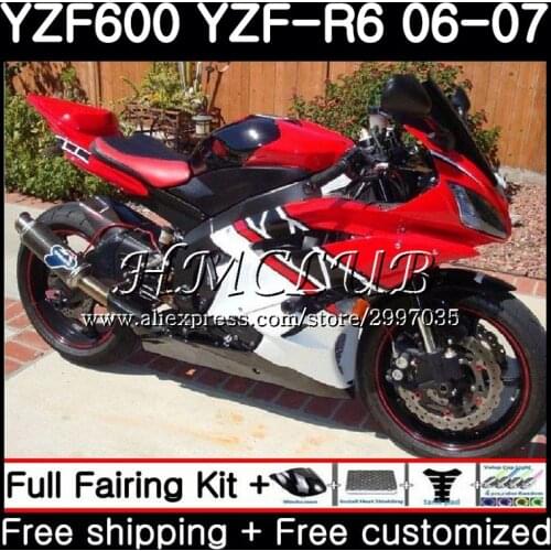 Body For YAMAHA YZF R 6 YZF 600 black red hot YZF-600 YZF R6 2006 2007 Frame 16HC.5 YZF-R6 06 07 YZF600 YZFR6 06 07 Fairing Kit