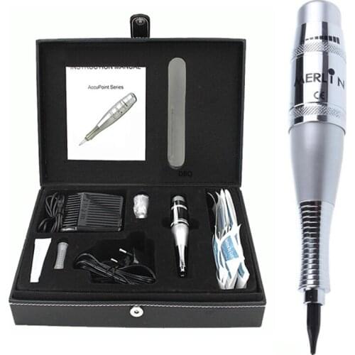 Electric Permanent Makeup Machine Tattoo Kit with Foot Pedal Tattoo Gun Needle Tattoo Cosmetic Merlin Machine Eyebrow Lips 1 Set