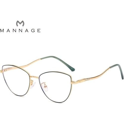 Cat Eye Metal Eyeglasses Frame for Women Men Clear Fake Glasses Womens Computer Eyewear Luxury Rhinestone