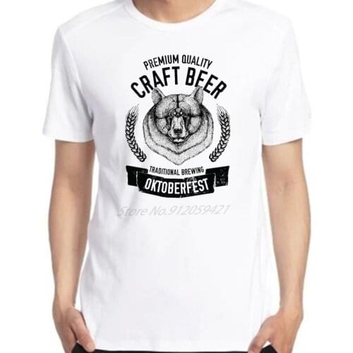 Mens T-shirt Hand Drawn Beer Emblem With American Black Bear Badge oversized graphic Printed Harajuku Streetwear Men clothing