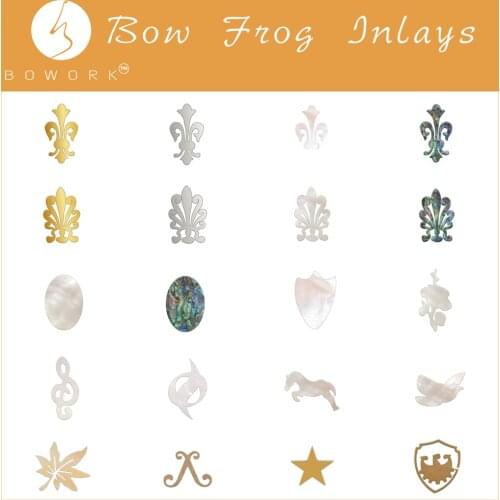 BOWORK 100 Pcs Violin Viola Cello Bow Frog Inlay Bow Replacement DIY Bow Parts for Bow Frog Abalone Pearl Brass Inlay