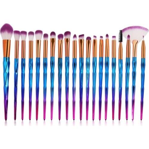 20Pcs Diamond Blue Screw Handle Makeup Brushes Set Powder Foundation Blush Blending Eye Shadow Lip Cosmetic Beauty Make Up Brush