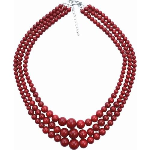 New Personality Multilayer Chain Grace Simple Necklace for Women Jewelry Brilliant Artificial Coral Beads Necklaces Crafts B165