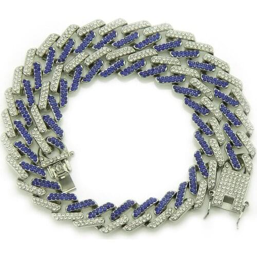 2021 Accessories New Products Inlaid With Colorful Geometric Square Cuban Chain Necklace Exaggerated Mens Gold