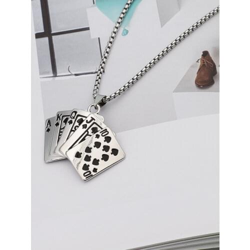 Personality Dainty Playing cards Pendant Hip-hop Vintage wholesale Necklaces Design Prom Accessories fashion Long Sweater chain