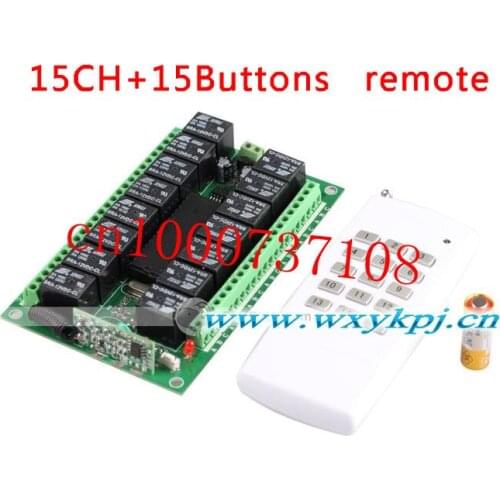 15CH DC 12V rf home automation remote control switch 433MHZ transmitter and recevier wireless switch Radio smart home control