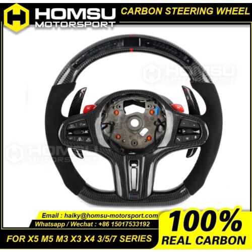 Custom Alcantar led carbon fiber steering wheel For bmw 2020 X5 m5 m3 X3 X4 3/5/7 series racing wheel convertible